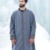 Grey Embriodered Overcoat or men