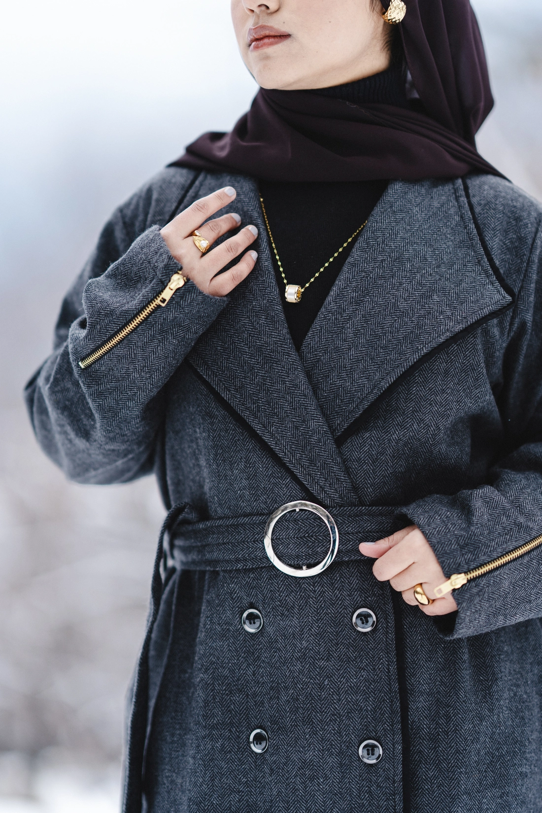 warm coat style winter abaya for ladies