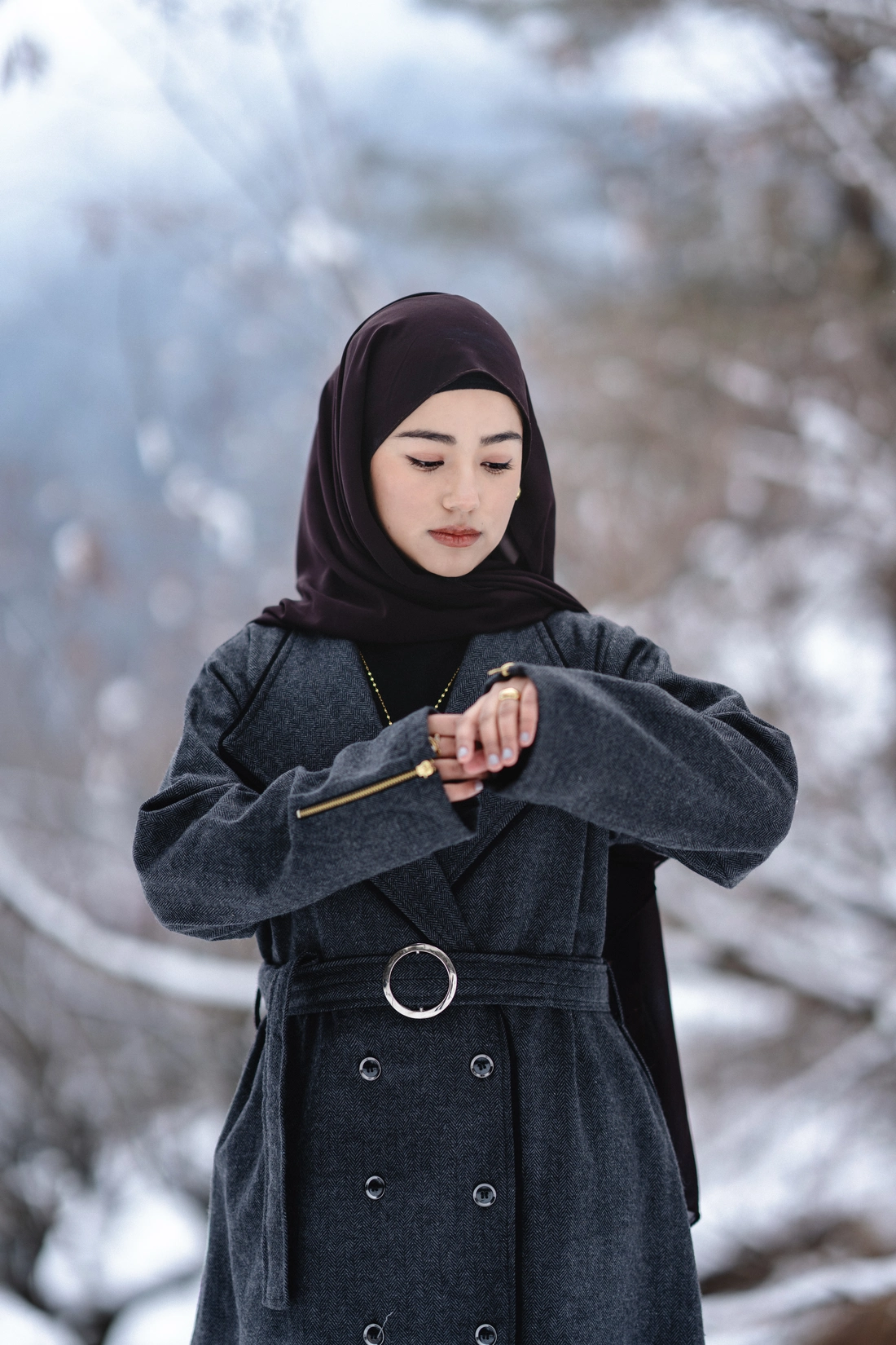 warm coat style winter abaya for ladies