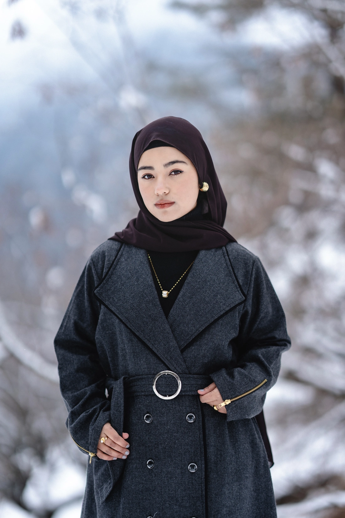 warm coat style winter abaya for females