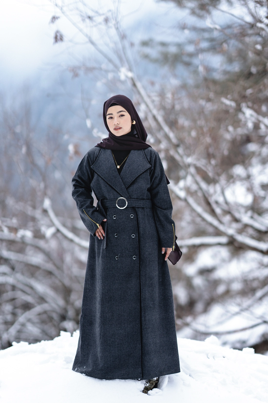 warm coat style winter abaya for women