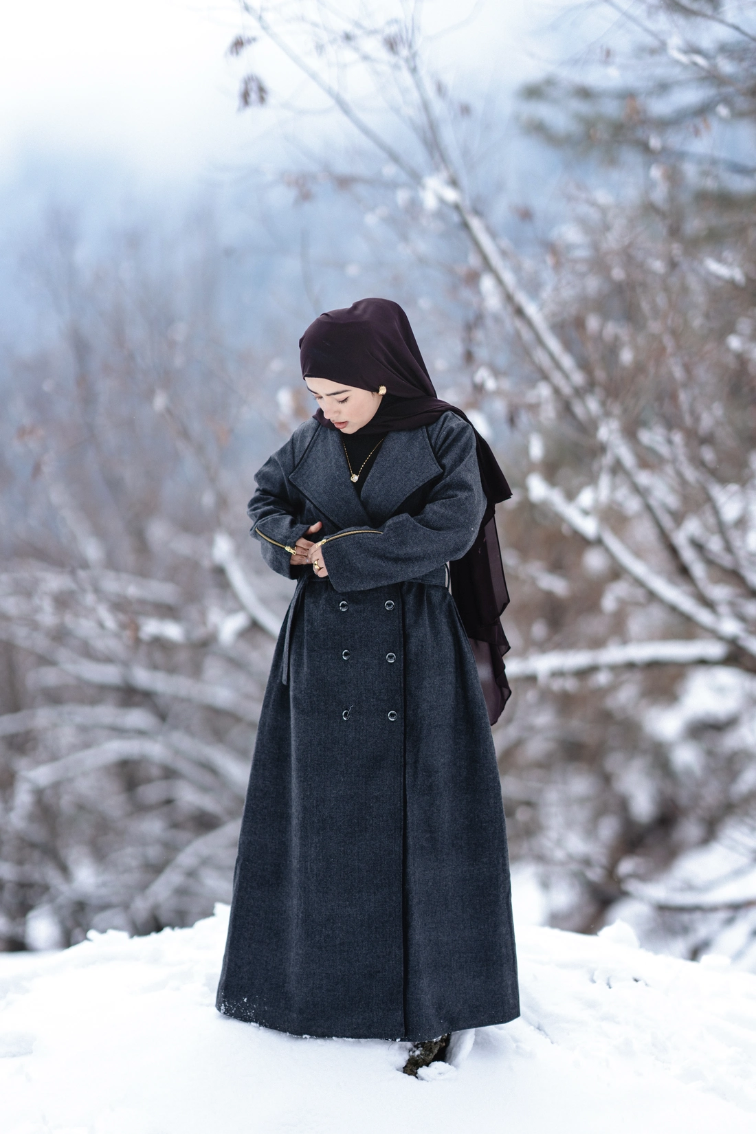 coat style winter abaya for ladies