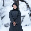 winter woolen tweed coat style abaya for females