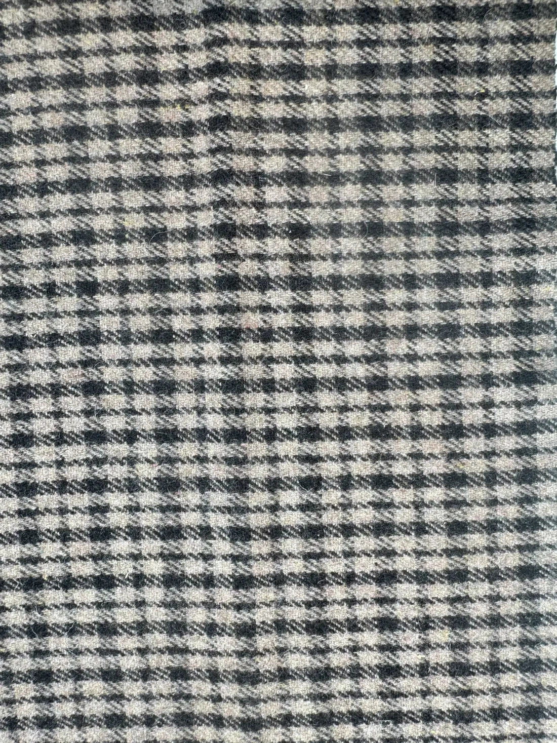 grey checkered merino wool tweed