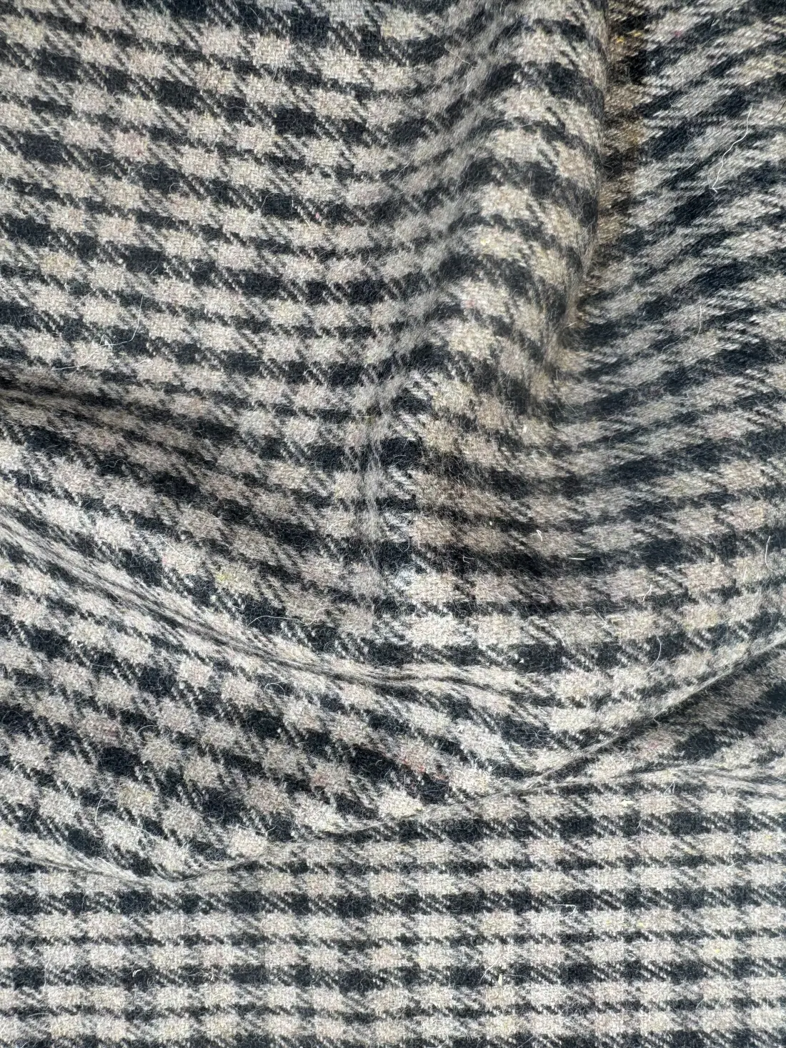 grey checkered merino wool tweed
