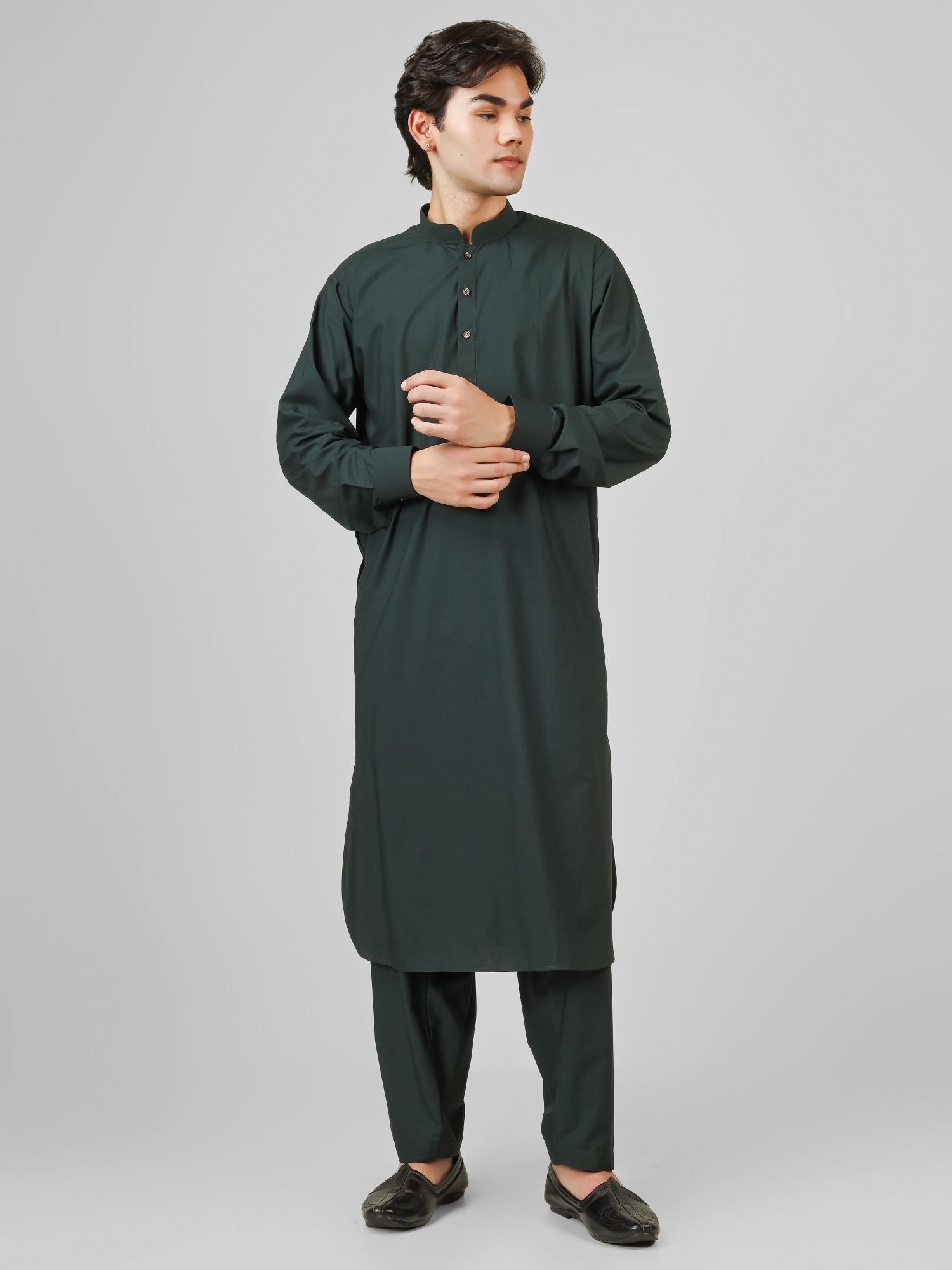 bottle green kameez shalwar