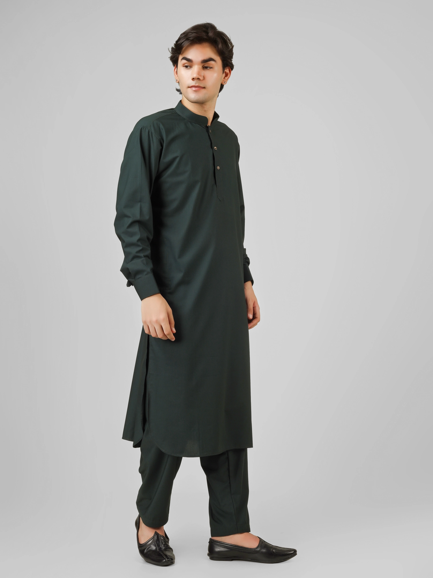 simple bottle green kameez shalwar