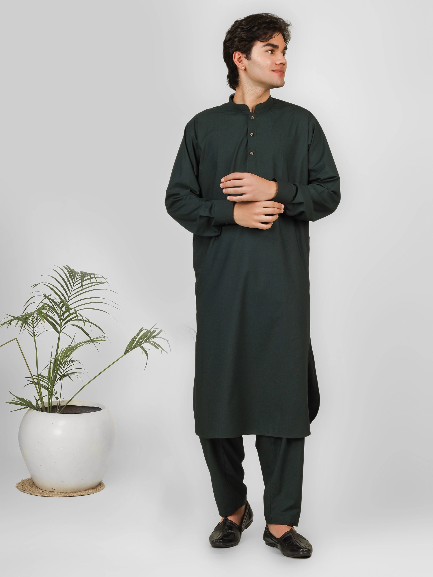 bottle green kameez shalwar for boys
