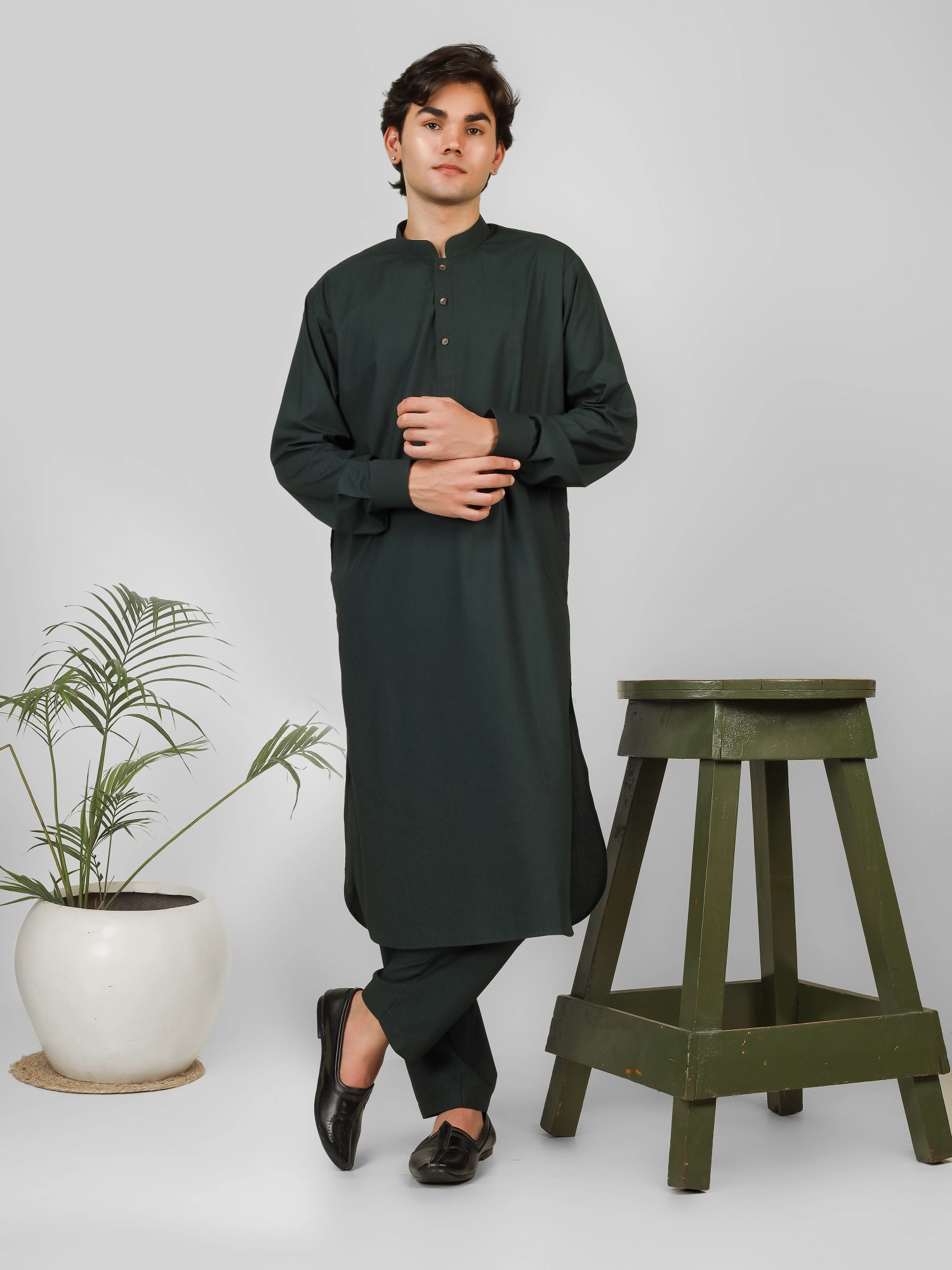 bottle green kameez shalwar for gents