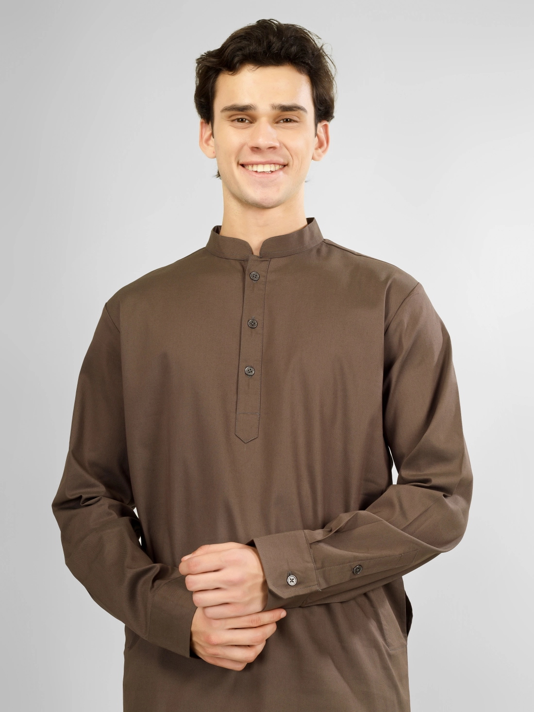 brown stretch kameez shalwar for gents