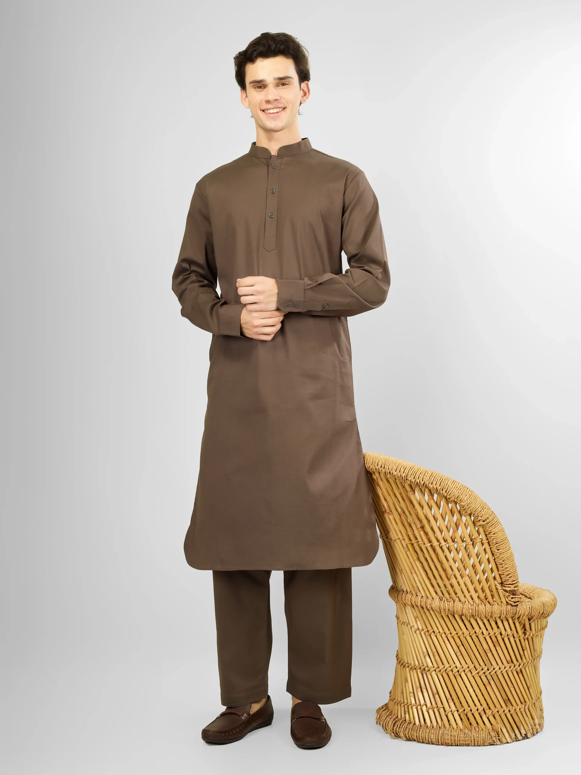 brown stretch kameez shalwar
