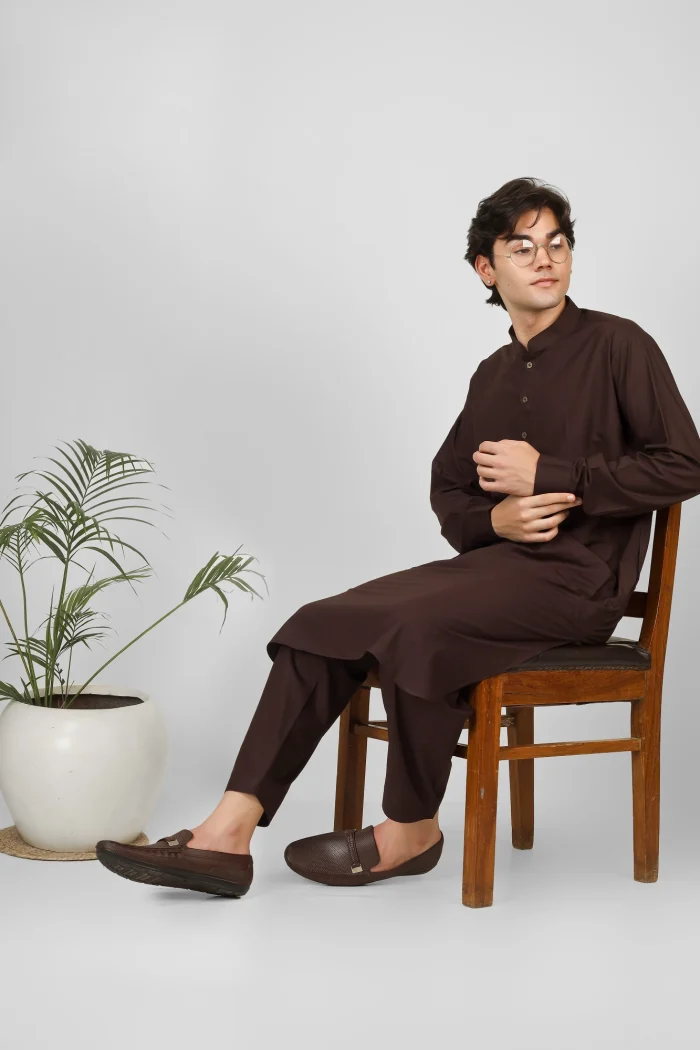 coffee brown kameez shalwar 