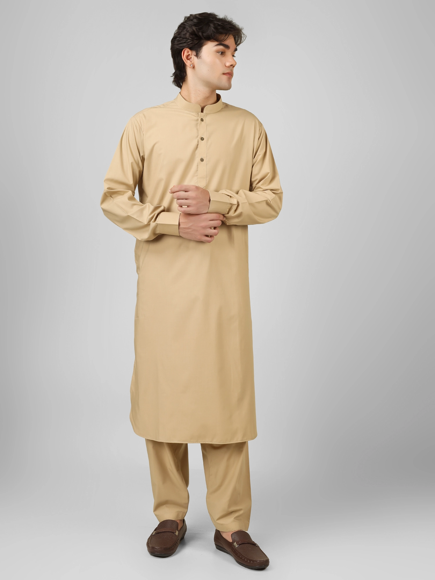 beige kameez shalwar for men