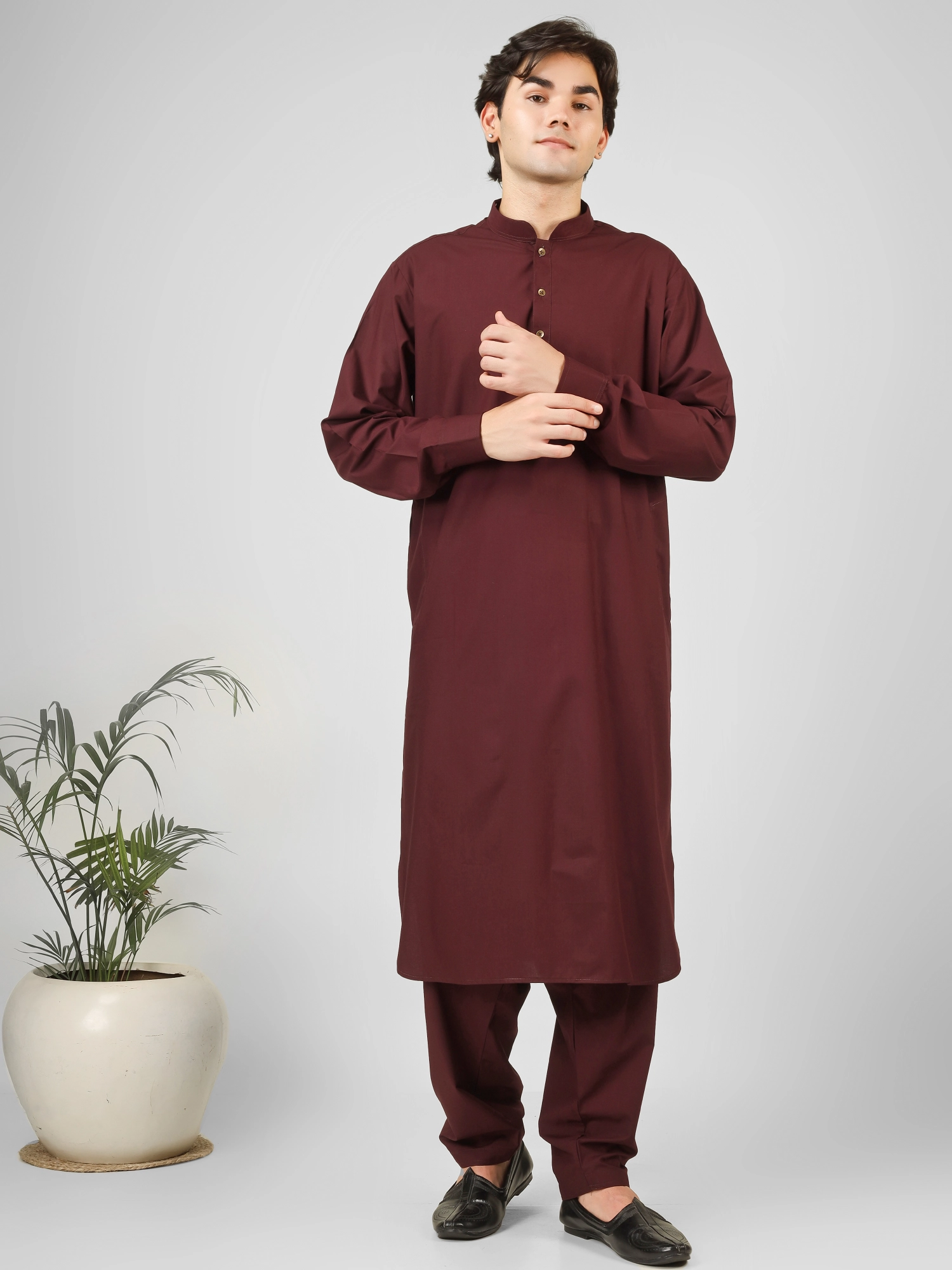 maroon elegant kameez shalwar
