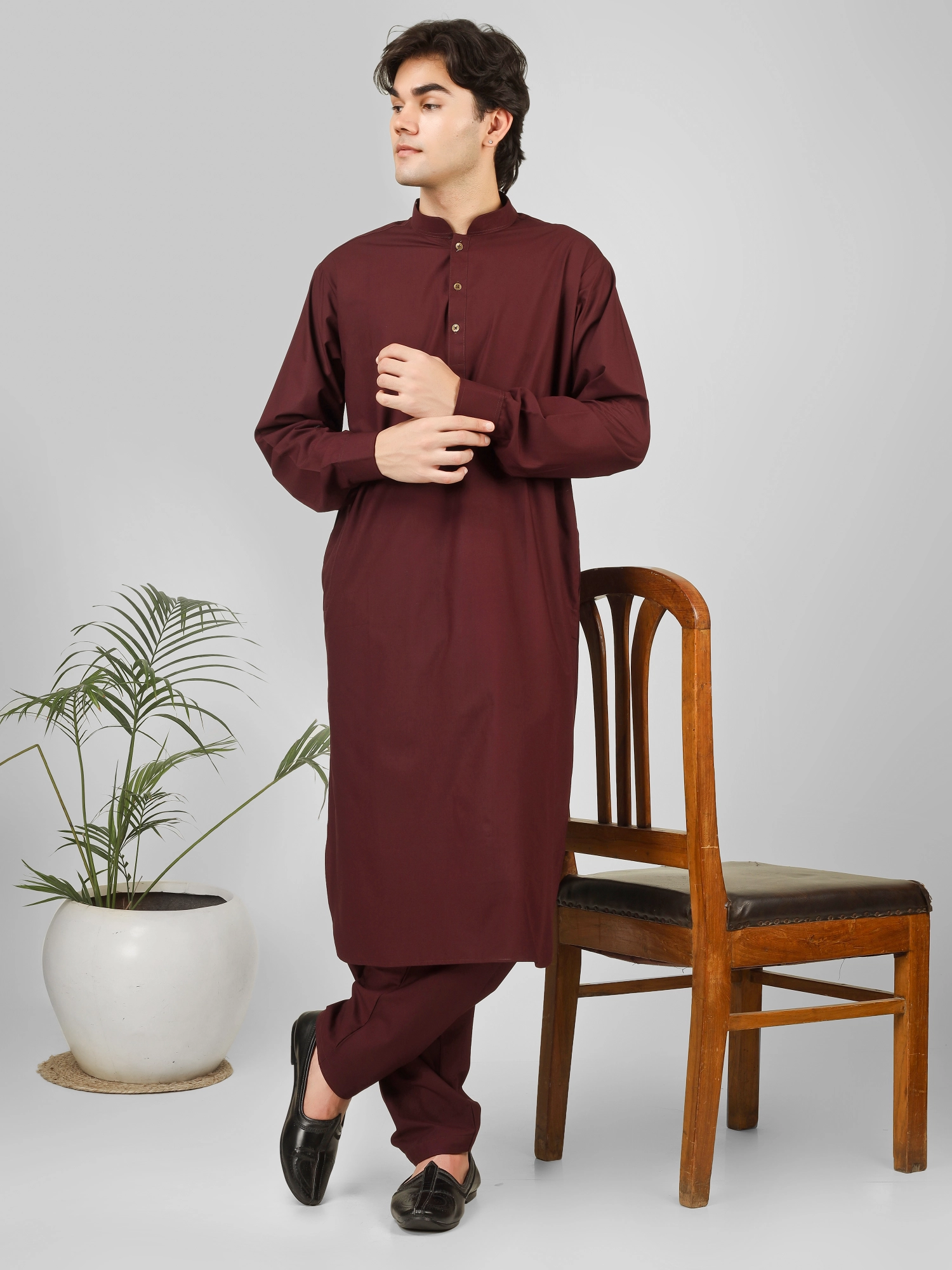 maroon kameez shalwar for men