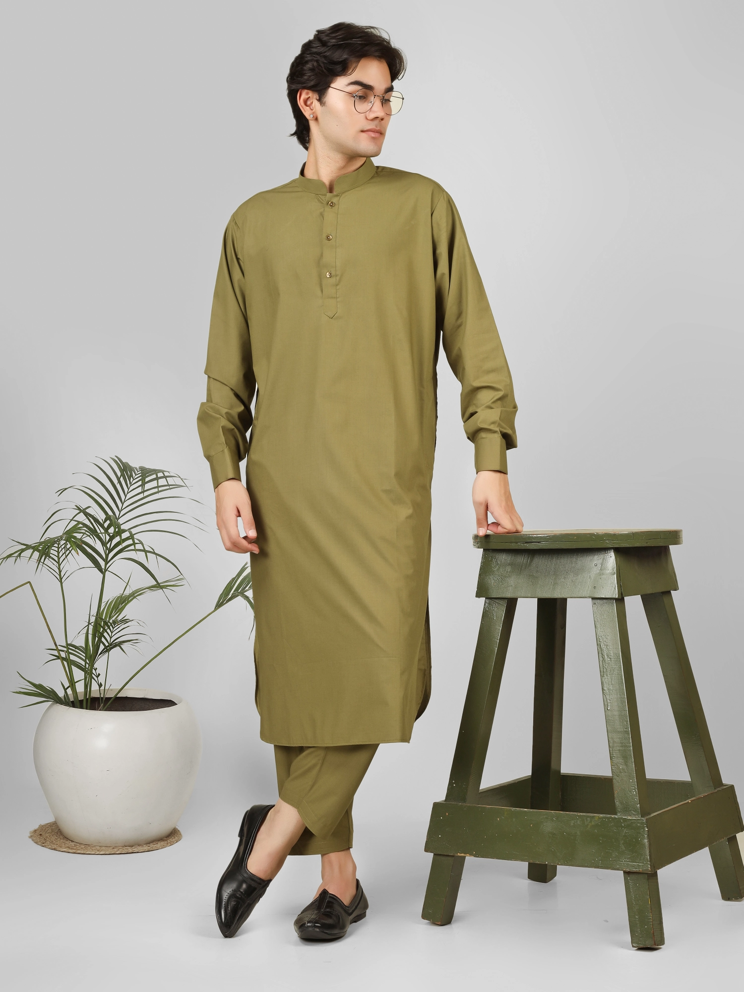 simple green kameez shalwar for gents