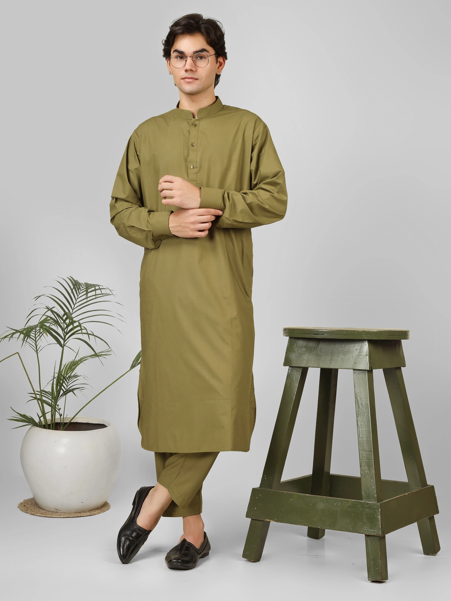 simple green kameez shalwar for boys