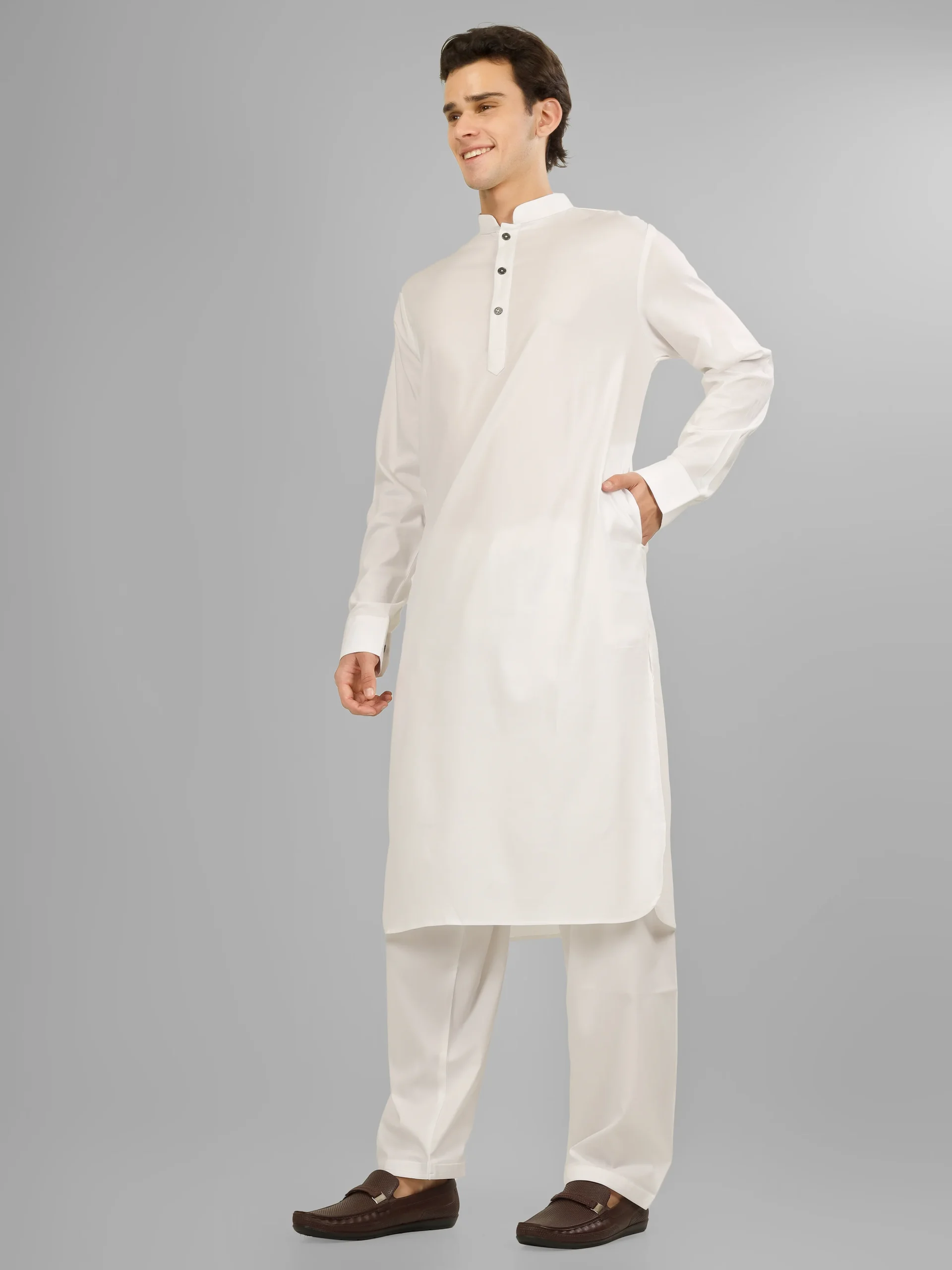 boy wearing white cotton kurta pajama