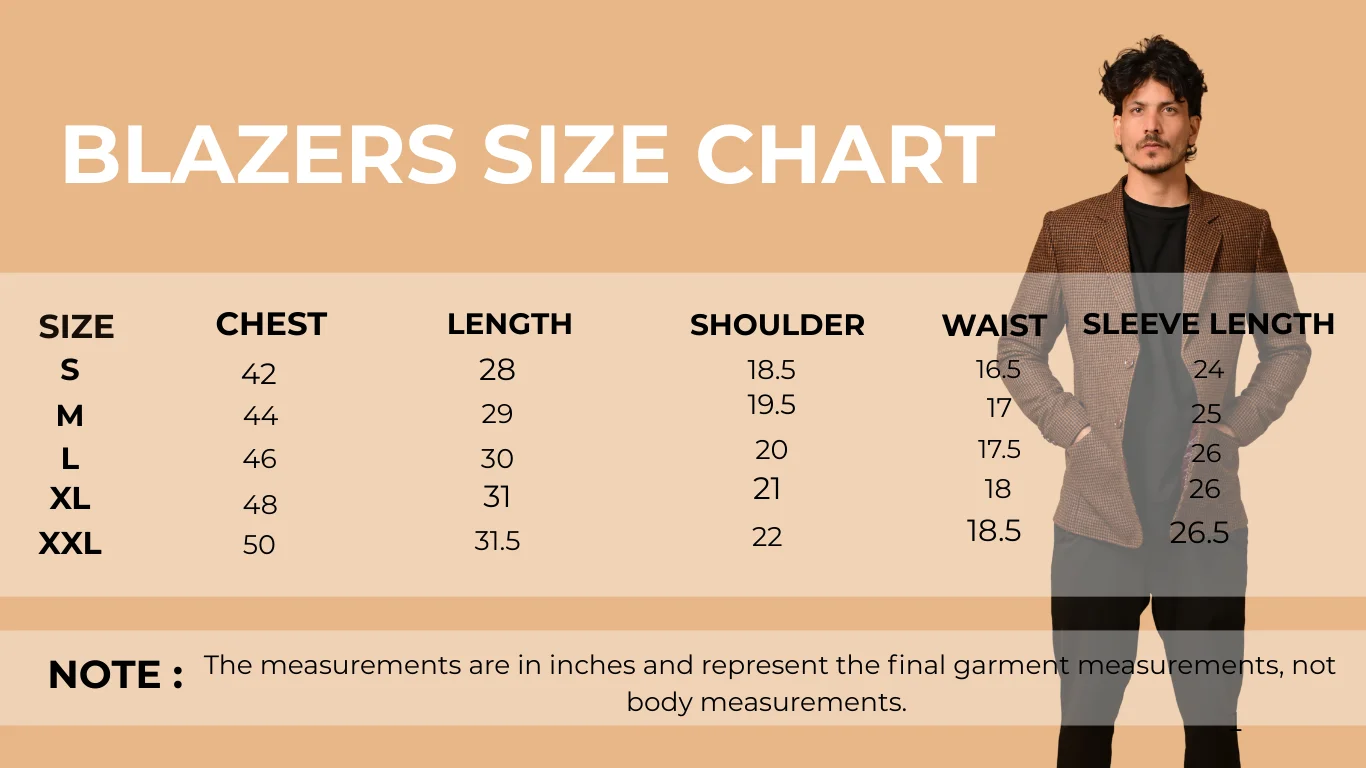 blazers size chart
