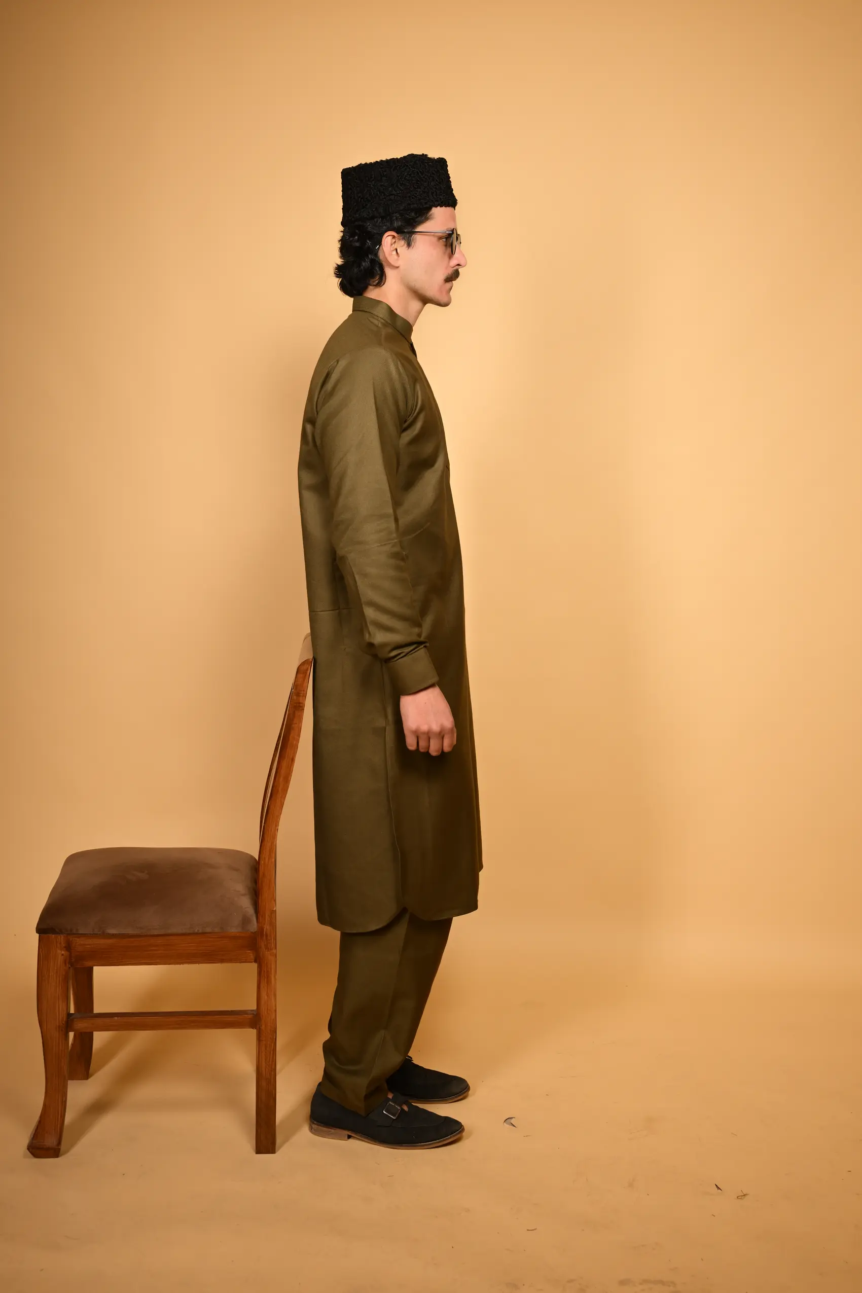 army green Pathan Kameez Shalwar