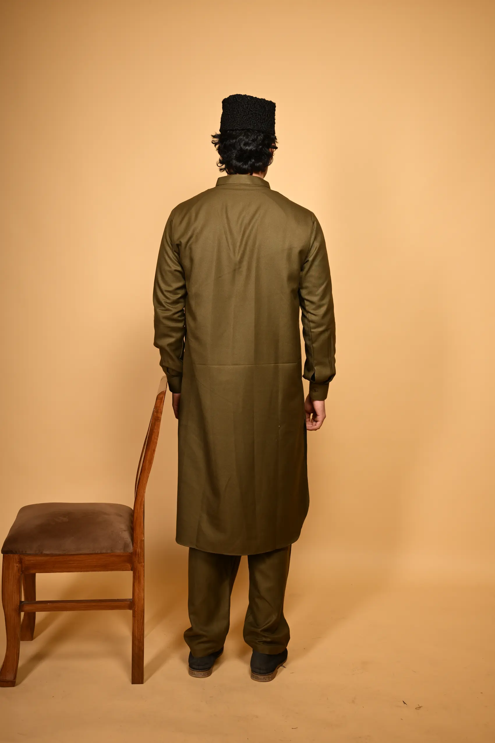 army green Pathan Kameez Shalwar