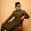 army green Pathan Kameez Shalwar