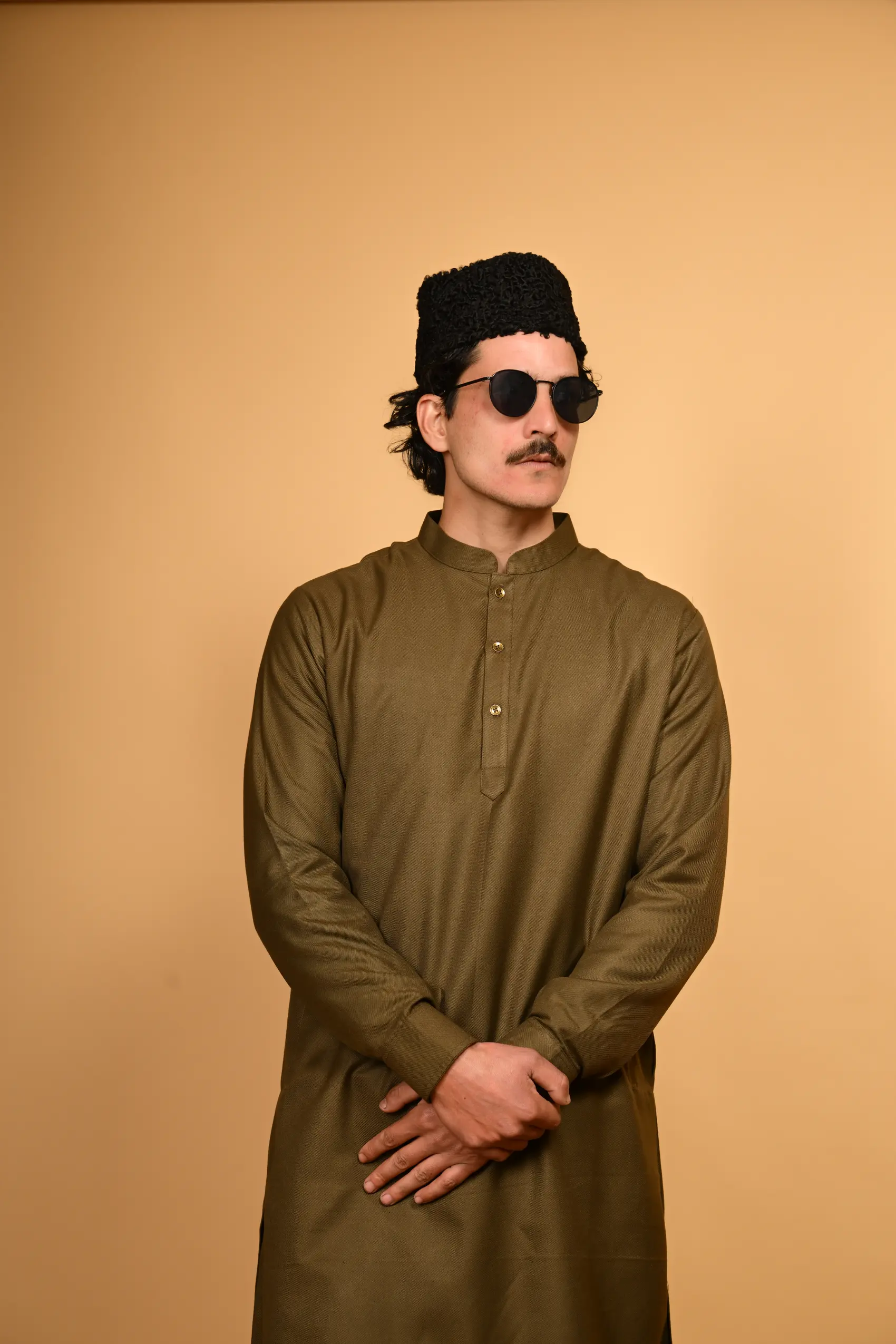 army green Pathan Kameez Shalwar