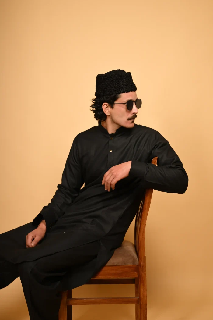 black Pathan Kameez Shalwar for men