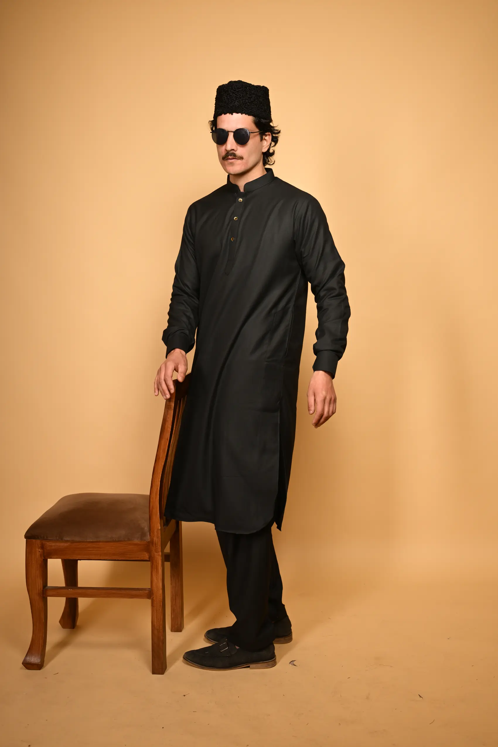 black Pathan Kameez Shalwar for men
