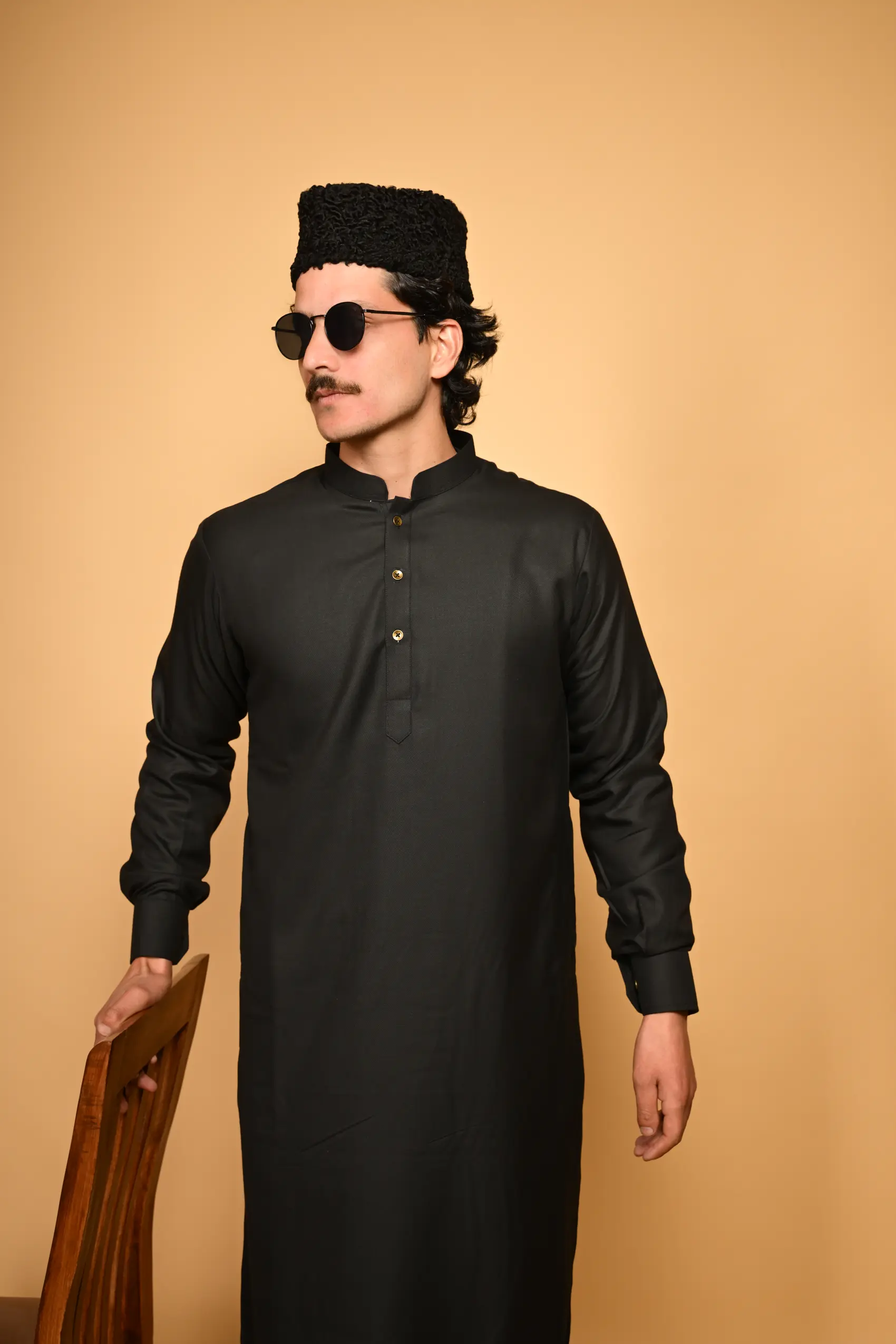 black Pathan Kameez Shalwar for men