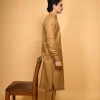 beige pathani kameez shalwar for men