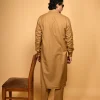 beige pathani kameez shalwar for men