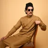 beige pathani kameez shalwar for men