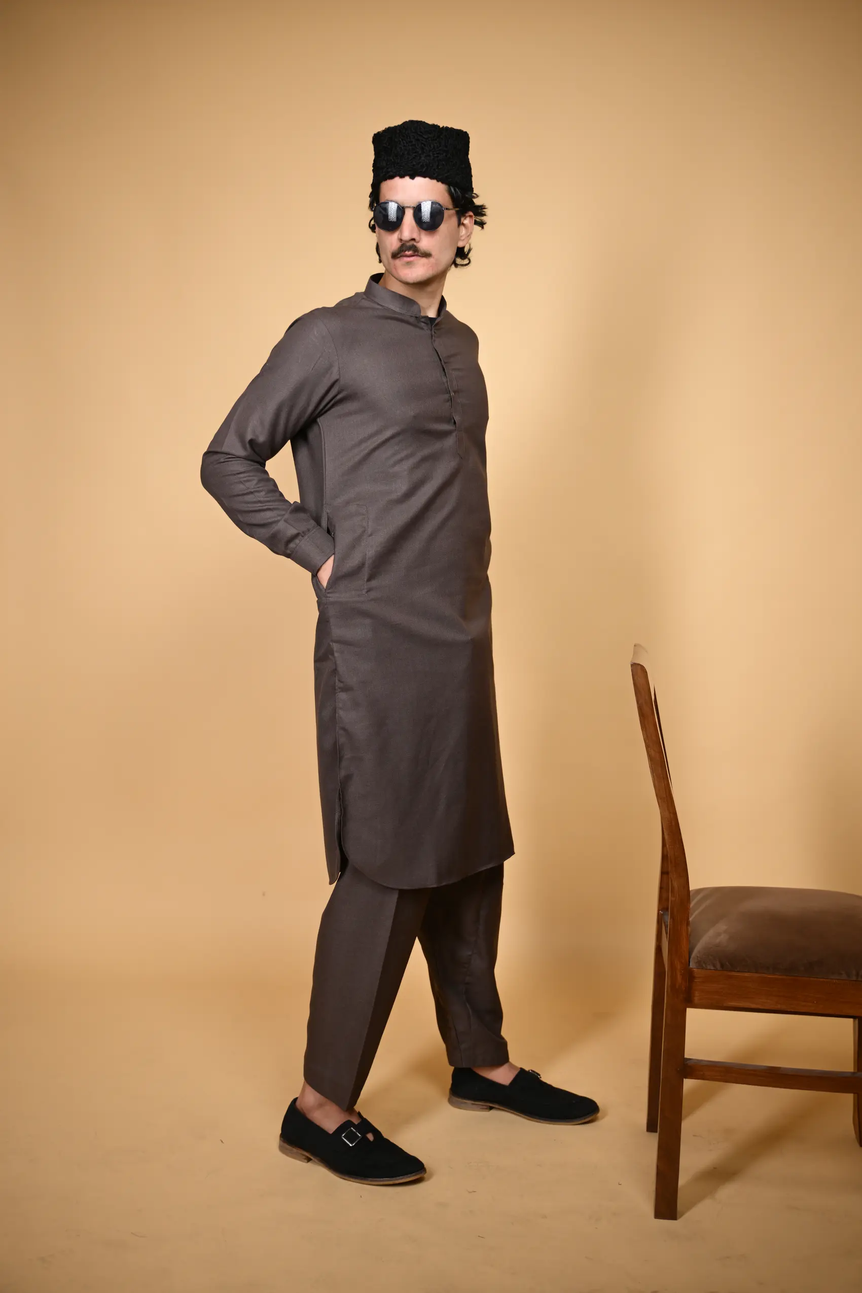 coffee winter jackan kameez shalwar man