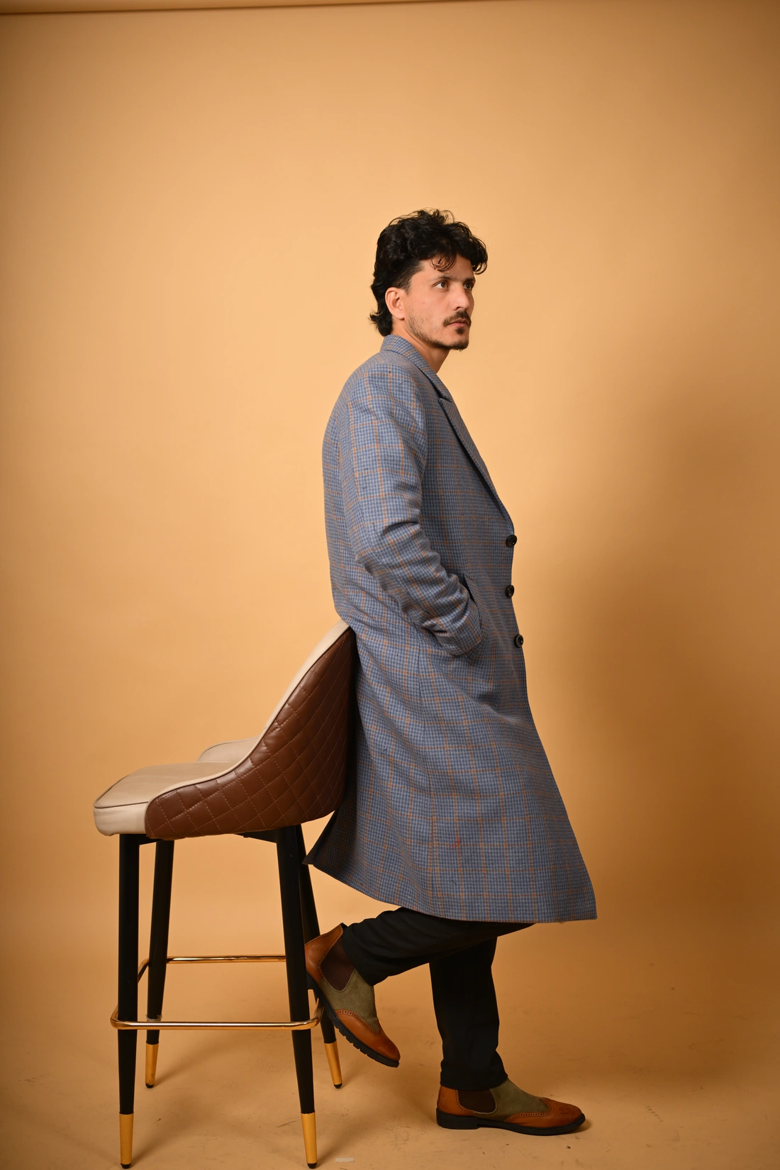 blue overcoat for male