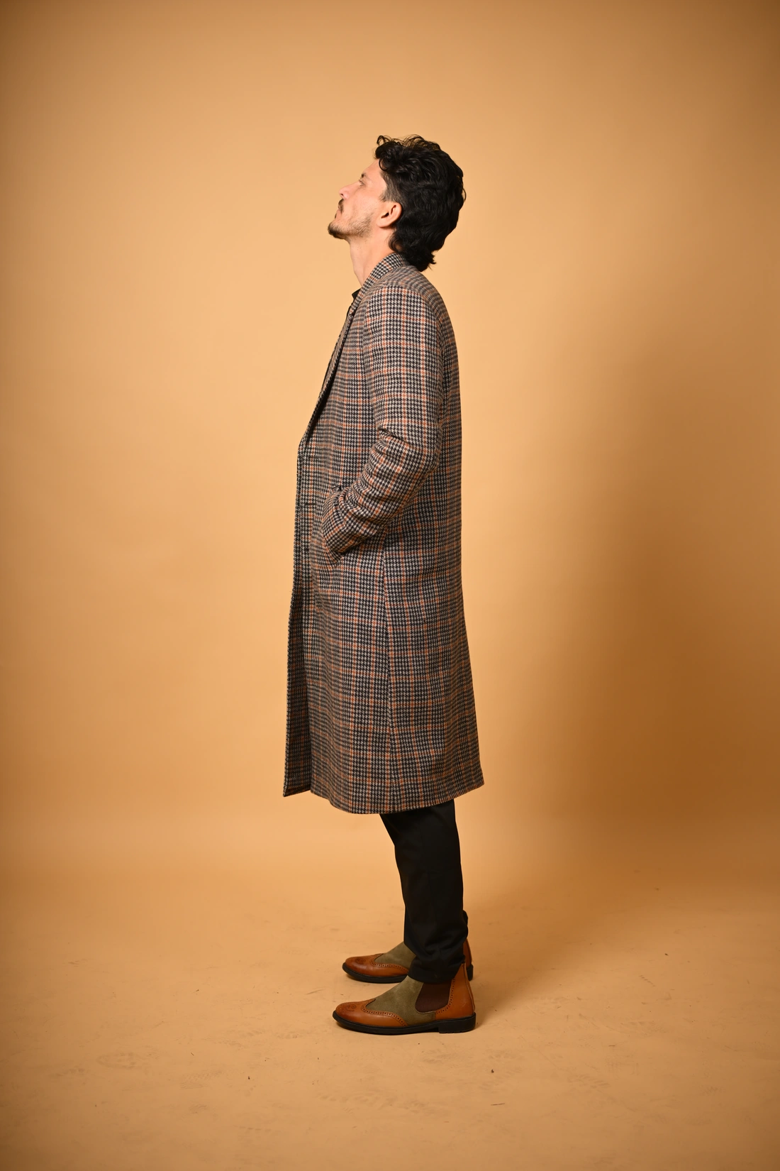 brown black overcoat for male