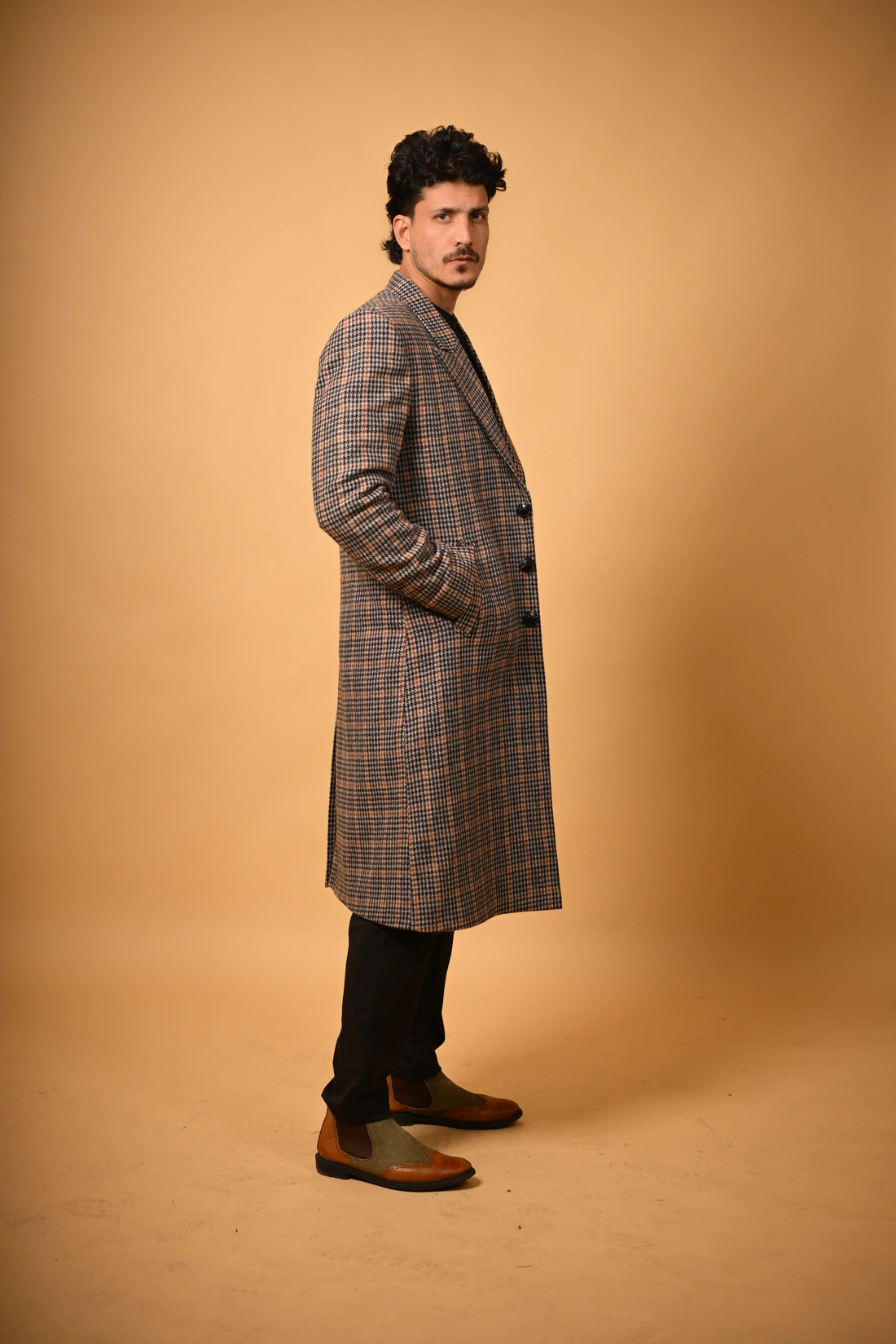 brown black overcoat for male