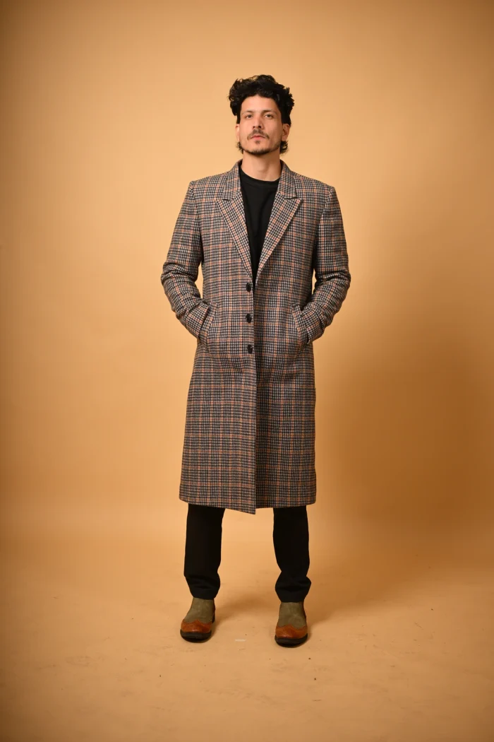 brown black  overcoat for men