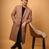 brown herringbone winter overcoat for male