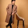 brown herringbone winter overcoat for male