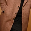 brown herringbone winter overcoat for male
