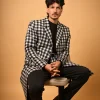 black white overcoat  for men