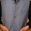 blue winter waistcoat for men