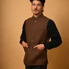 coffee brown waistcoat for men