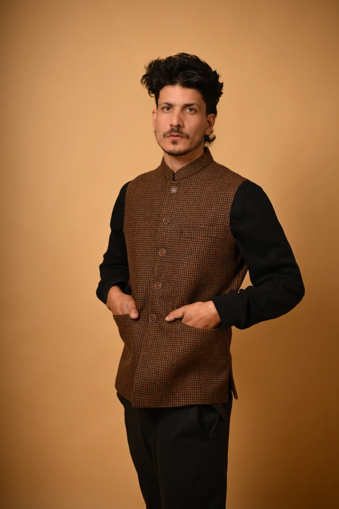 coffee brown waistcoat for men