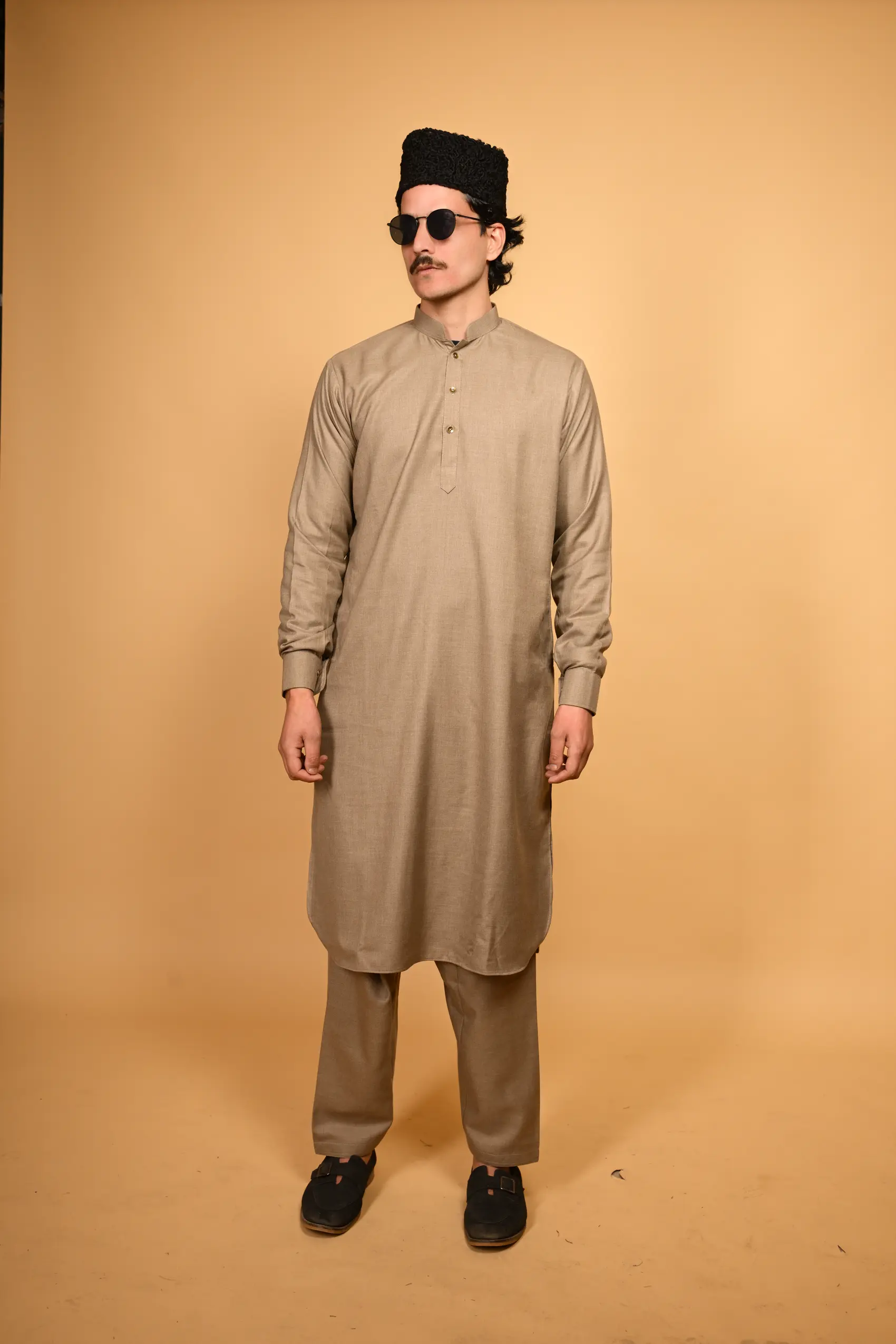 fawn winter jackan kameez shalwar for mens