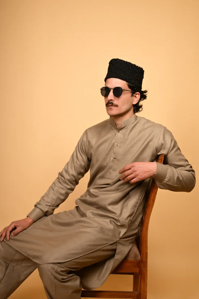 fawn winter jackan kameez shalwar for mens