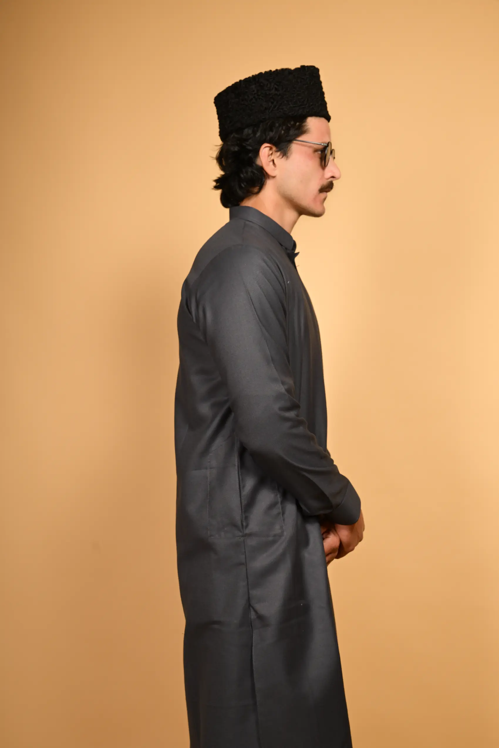 Greyish Blue Pathan Kameez Shalwar