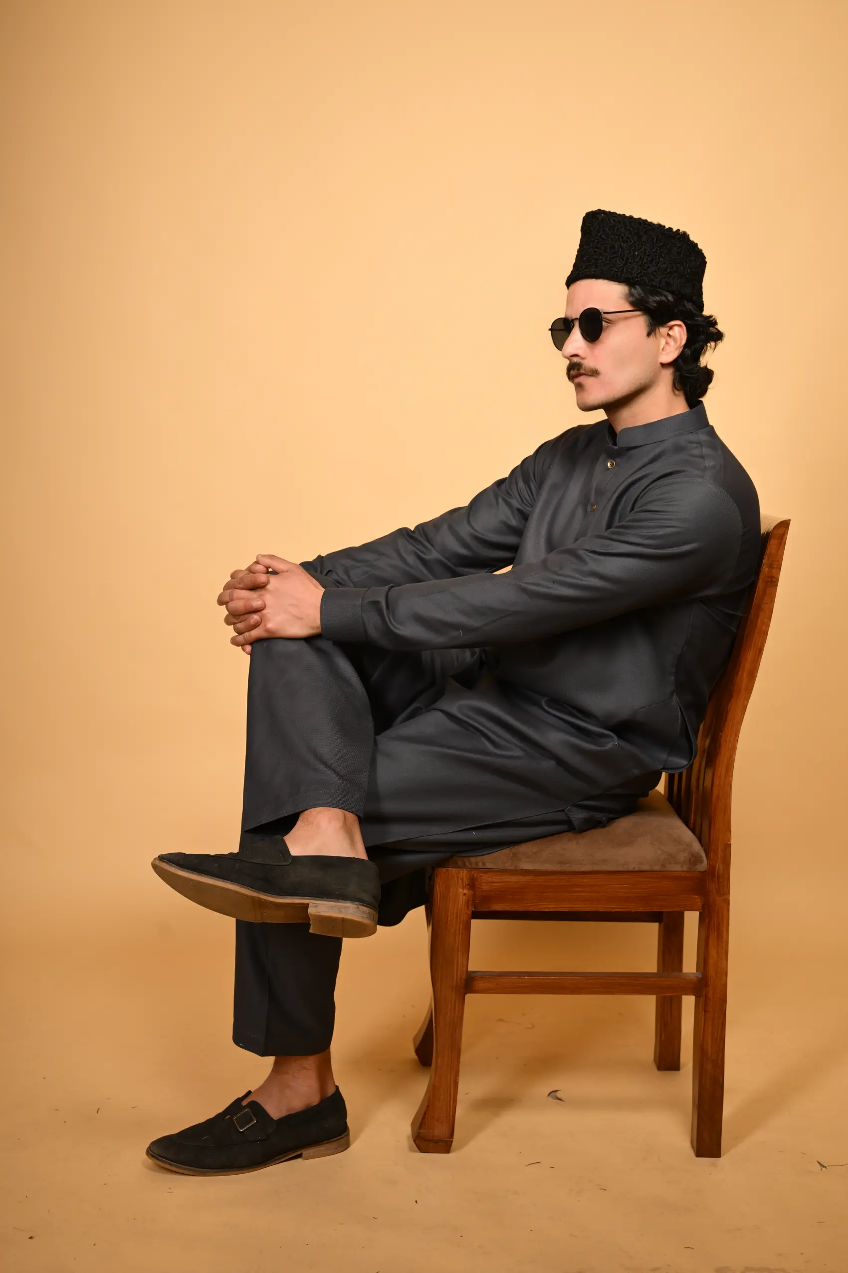Greyish Blue Pathan Kameez Shalwar
