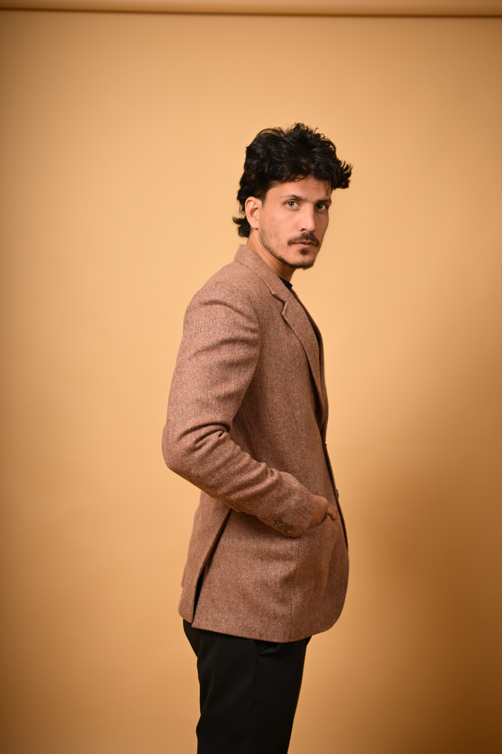 brown winter blazer for men